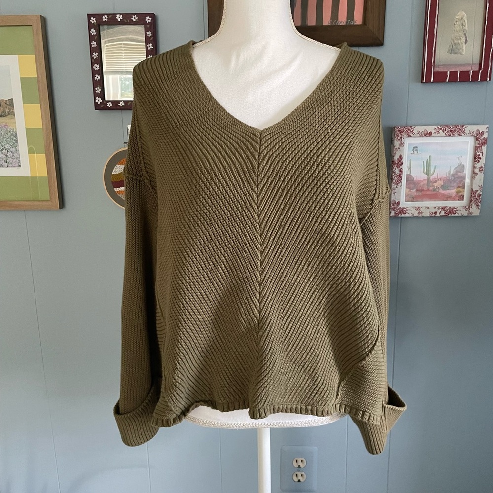 Free People Olive Green Sweater
